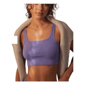 Anthropologie The Hattie Seamless Bralette Purple Ribbed Knit Square Neck S/M